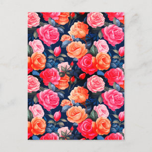 Rozen Bloeiende Bloemen Patroon-80037 Briefkaart