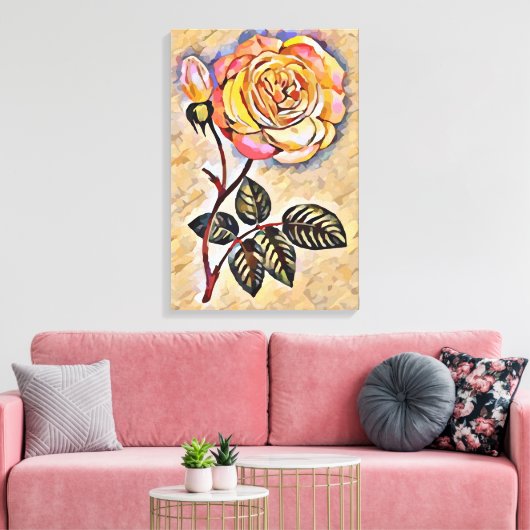 Rozen bloem canvas afdruk (Insitu (Woonkamer))