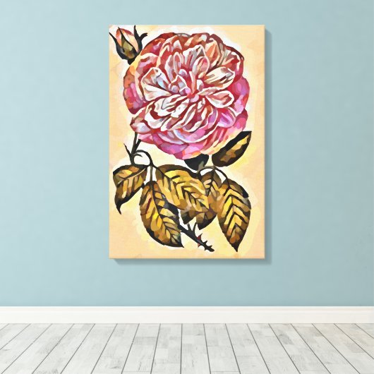 Rozen bloem canvas afdruk (Insitu (Houten vloer))