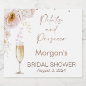 Rozen bloemblaadjes Prosecco Boho Vrijgezellenfees Sparkling Wijnetiket (Enkel label)