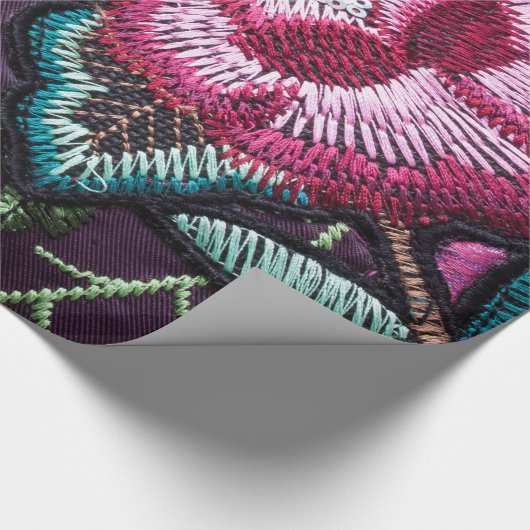 Rozen bloemboho tapestry geborduurd uiterlijk cadeaupapier (Hoek)