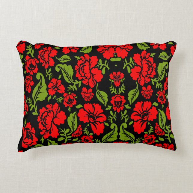 Rozen bloemen accent kussen (Voorkant)