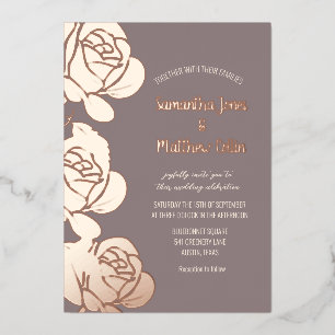Rozen Bloemen Boho Blush Roze Gouden Folie Wedding Uitnodiging