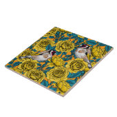 Rozen bloemen en goudvinken tegeltje (Zijkant)