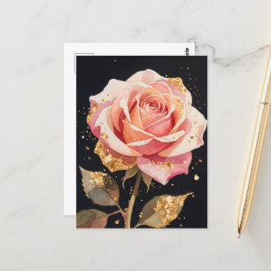 Rozen bloemen goud glitters Olie Schilderij Briefkaart