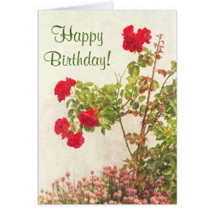  Rozen bloemen Happy Birthday Card
