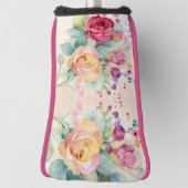 Rozen bloemen op Ecru Golfheadcover (Draai 90)