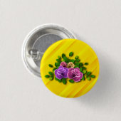 Rozen bloemen ronde button 3,2 cm (Voorkant /achterkant)