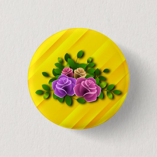 Rozen bloemen ronde button 3,2 cm (Voorkant)