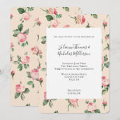  Rozen Bloemen Roze Perzik Cream Wedding Kaart (Voorkant / Achterkant)
