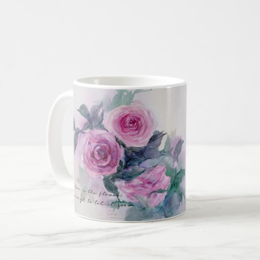 Rozen Bloemen Waterverf Art Mok Cup (Voorkant links)