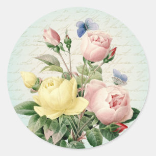 Rozen bloemenmeisjesachtige en vrouwelijke sticke ronde sticker
