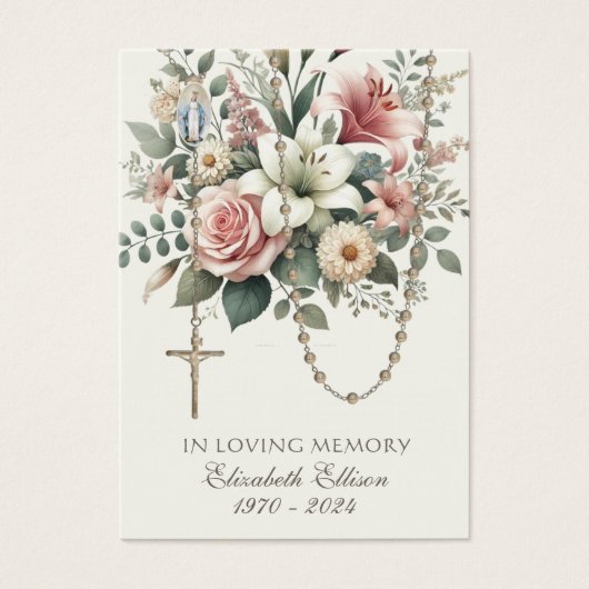 Rozen Bloemenrozenkrans begrafenisgebed Visitekaartje (Voorkant)