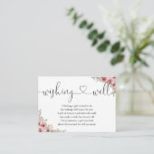 Rozen Bloemhartje Script Wishing Well Bruiloft Informatiekaartje (Staand voorkant)