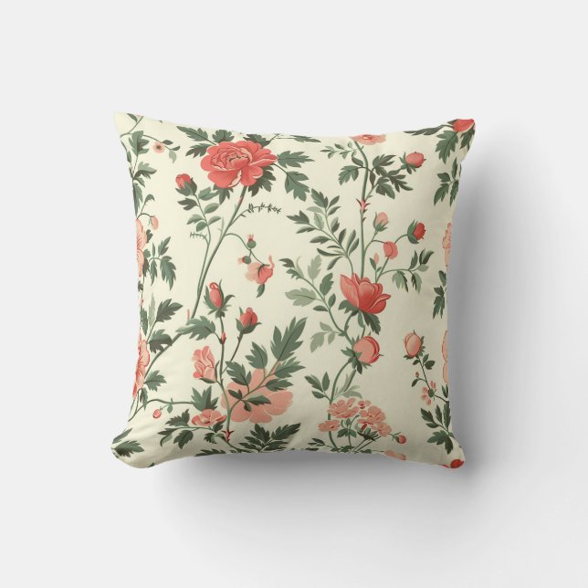 Rozen bloempatroon kussen (Voorkant)