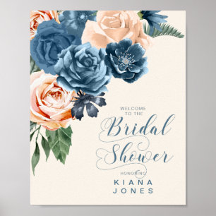 Rozen Blue/Peach Wedding Vrijgezellenfeest ID584 Poster