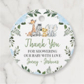 Rozen Blue Safari Baby shower Dank u Label (Voorkant)