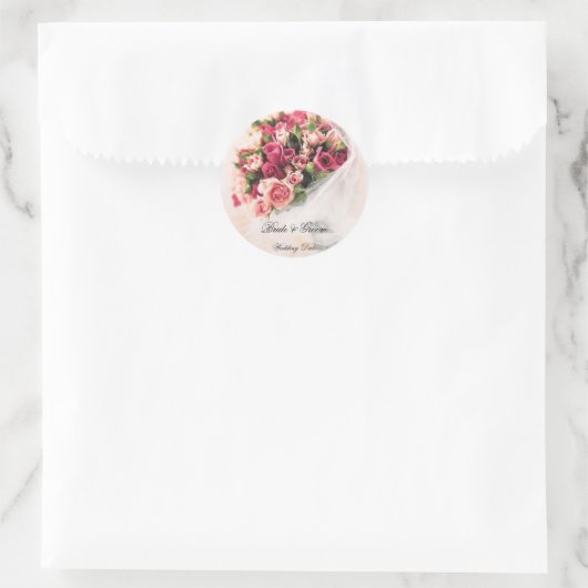 Rozen Boeket Bruiloft Sticker (Tas)