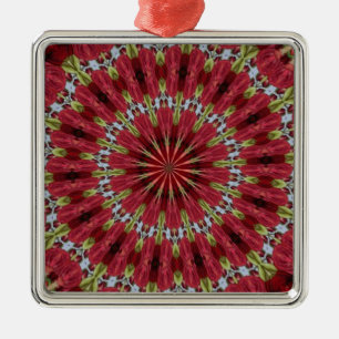 Rozen Bouquet Kaleidoscope onder glas 1 Metalen Ornament