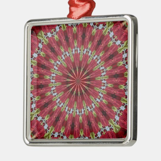 Rozen Bouquet Kaleidoscope onder glas 1 Metalen Ornament (Links)