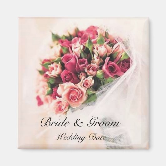 Rozen Bouquet Wedding Favor Magnet Magneet (Voorkant)