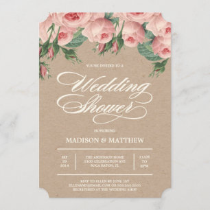 Rozen Bridal Shower-uitnodiging Kaart