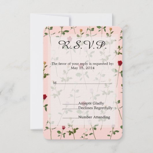  Rozen bruiloft RSVP Kaartje (Voorkant)