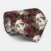 Rozen Burgundy Black Pattern Stropdas (Opgerold)