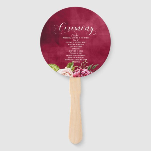 Rozen Burgundy/Cream Wedding Ceremony ID584 Handwaaier (Achterkant)