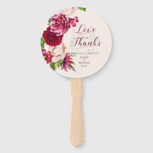 Rozen Burgundy/Cream Wedding Ceremony ID584 Handwaaier (Voorkant)