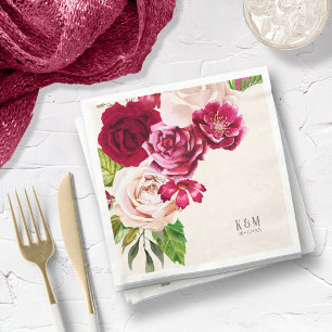 Rozen Burgundy/Cream Wedding ID584 Servet