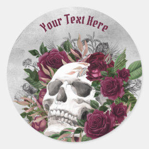 Rozen Burgundy Maroon Gray Aangepast Ronde Sticker