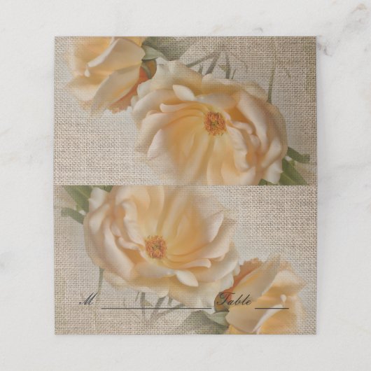  Rozen & Burlap - Wedding Place Cards (Buitenkant ongevouwen)