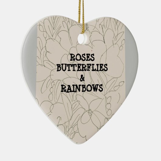 Rozen Butterflies en Rainbows Keramisch Ornament (Rechts)