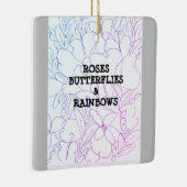 Rozen Butterflies & Rainbows Vivid Keramisch Ornament (Rechts)