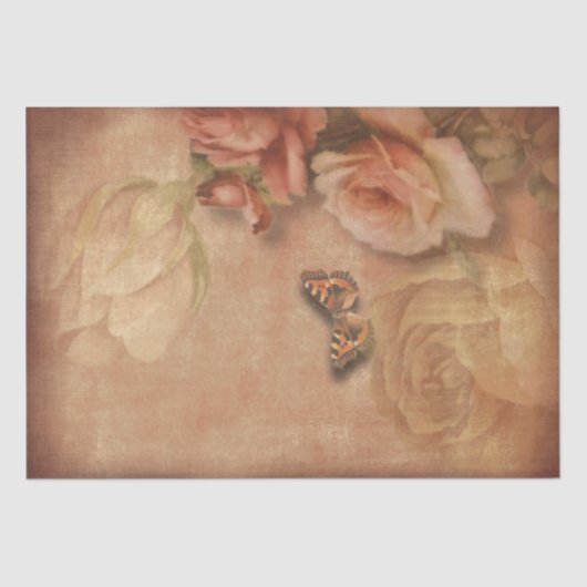  Rozen & Butterfly Shabby Chic Tissuepapier (Voorkant)