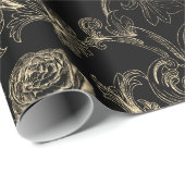 Rozen Champaign Gold Classic Black Paris Cadeaupapier (Rol Hoek)