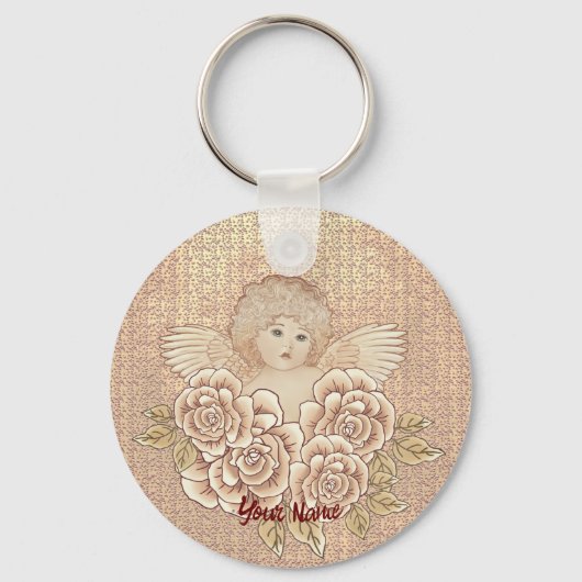  Rozen Cherub Angel Sleutelhanger (Voorkant)