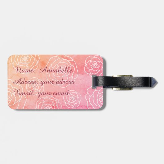 Rozen contour bagagelabel (Achterkant horizontaal)