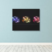 Rozen drieluik canvas afdruk (Insitu (Houten vloer))