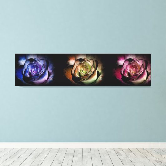 Rozen drieluik canvas afdruk (Insitu (Houten vloer))