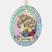 Rozen eenhoorn keramisch ornament (Rechts)