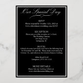 Rozen, Elegant Black Wedding, Silver Folie Uitnodiging (Achterkant)