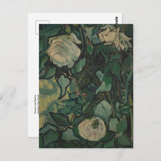 Rozen en Beetle van het Briefkaart Vincent Van Gog (Voorkant / Achterkant)