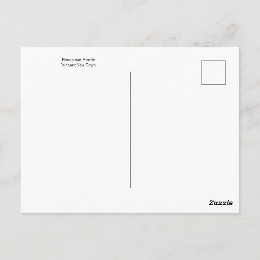 Rozen en Beetle van het Briefkaart Vincent Van Gog (Achterkant)