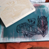 Rozen en bijen 	rubberstempel