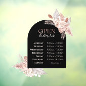 Rozen en Black Arch Open Hours Window Cling Raamsticker (Vel 3)