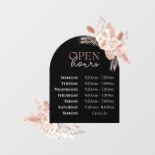 Rozen en Black Arch Open Hours Window Cling Raamsticker (Vel)