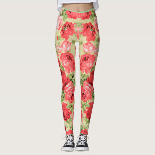 Rozen en bladeren bloemenmotief leggings