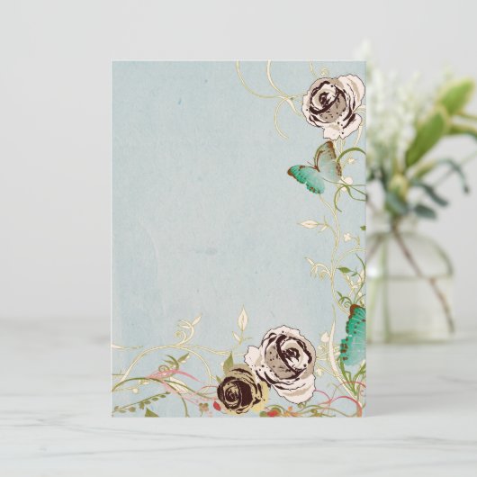 Rozen en botervliegen kaart (Staand voorkant)